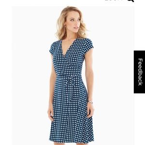 LEOTA Short Sleeve Wrap Dress Gingham Marine Sz 5X